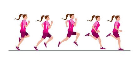 colección de mujer corriendo ilustración animación sprite set deporte vector