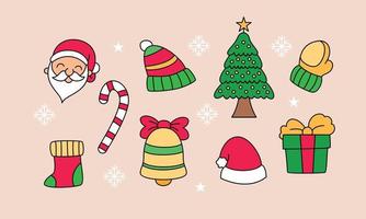 Set of christmas related object doodle vector