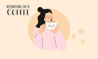 International day of coffee illustration hand drawn vector