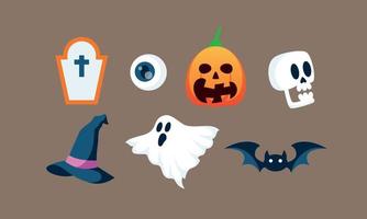 vector de fondo de colección de elementos de halloween plano