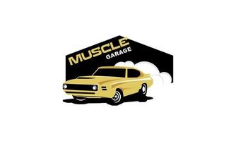 Muscle logo. Service car repair, car restoration and car club design elements. vector