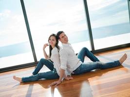 relaxed young couple at home photo