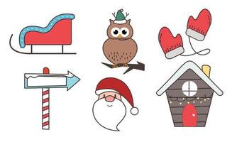 Set of christmas related object doodle vector