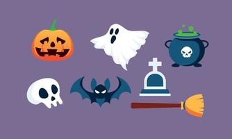 vector de fondo de colección de elementos de halloween plano