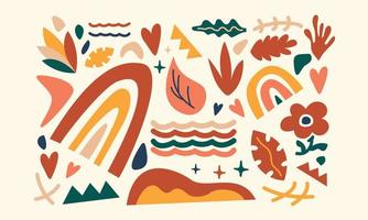 Modern trendy doodle and abstract nature icons vector illustration
