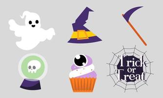 vector de fondo de colección de elementos de halloween plano