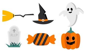 Flat halloween element collection background vector