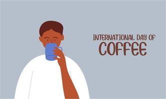 International day of coffee illustration hand drawn vector