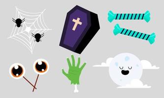 Flat halloween element collection background vector