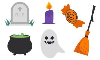 Flat halloween element collection background vector