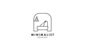 Minimalist furniture logo, line art furniture logo vector