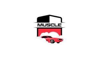 logotipo muscular. servicio de reparación de automóviles, restauración de automóviles y elementos de diseño de clubes de automóviles. vector