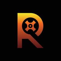 Letter R Wheel Simple Modern Logo vector