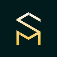 Letter SM Geometric Monogram Logo vector