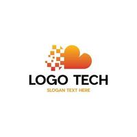 logotipo moderno de tecnología de píxeles digitales en la nube vector