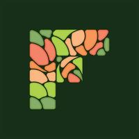 Letter F Mosaic Stone Colorful Modern Logo vector