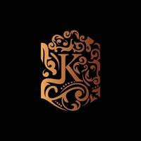 logotipo de monograma de lujo con adorno de letra k vector