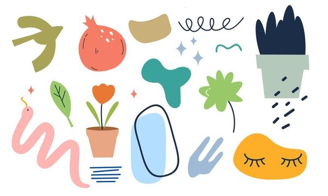 Modern trendy doodle and abstract nature icons vector illustration