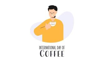 International day of coffee illustration hand drawn vector