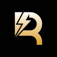 Letter R Thunderbolt Power Modern Logo vector
