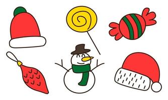 Set of christmas related object doodle vector