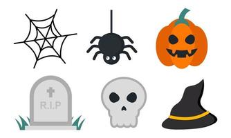 Flat halloween element collection background vector