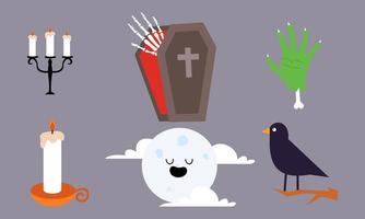 Flat halloween element collection background vector