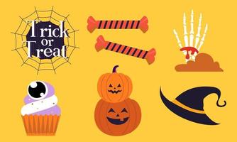 Flat halloween element collection background vector