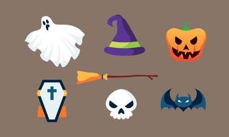 Flat halloween element collection background vector