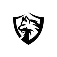 lobo escudo ilustración animal logo vector
