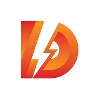 Letter D Thunderbolt Modern Logo vector