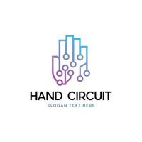 logotipo moderno de tecnología de circuito de mano vector