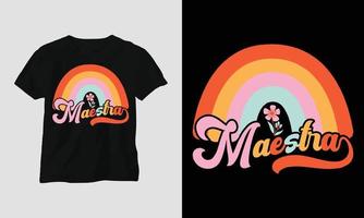 Wavy Retro Groovy T-shirt Design Maestra vector