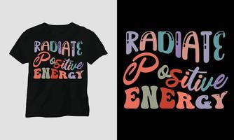 el diseño ondulado retro maravilloso de la camiseta irradia energía positiva vector