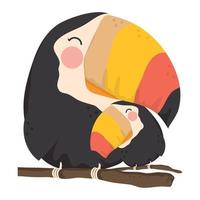 toucan mom with baby card vector