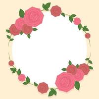 roses flowers circular frame vector
