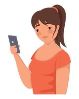 girl using smartphone tech vector