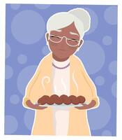 old woman with cookies vector