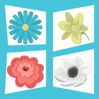 set of cute flowers vector