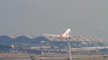 HONG KONG NOVEMBER 9, 2019 - Kalitta Air Boeing 747 taking off from Chek Lap Kok International Airport, Hong Kong,. video