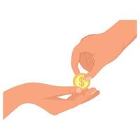hands giving charity coin vector