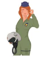 female war pilot vector