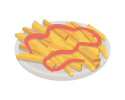 french fries with ketchup vector