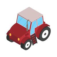 estilo isométrico del tractor rojo vector