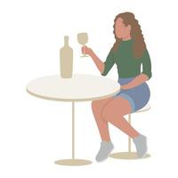girl drinking wine vector