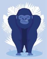 gorilla monkey with leafs vector