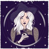 witch with card character vector