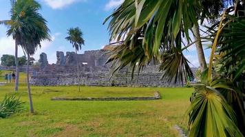 Tulum Quintana Roo Mexico 2022 Ancient Tulum ruins Mayan site temple pyramids artifacts seascape Mexico. video