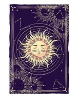 tarot card with sun vector