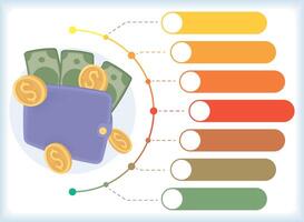 billetera con infografia de dinero vector